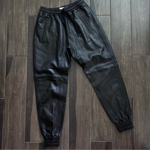 Coach Women’s Leather Joggers Track Pants in Black Sz 4 - Picture 3 of 7